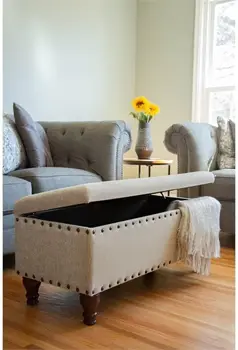 עיצוב הבית | ספסל מרופד עם מסמר לקצץ | גדול העות ' מאנית עם אחסון עבור הסלון & חדר שינה | דקורטיבי בבית F